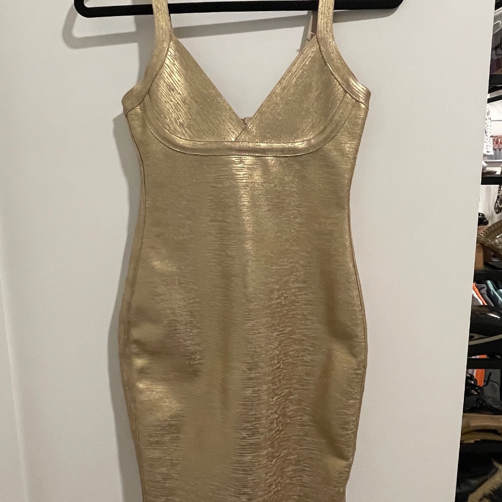 Maryam Metallic Gold Cocktail Dress